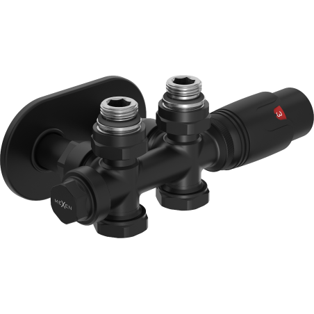 Mexen G00 súprava termostatického ventilu rohového/priamočiarého s krytkou R, Duplex, DN50, čierny - W908-900-905-70