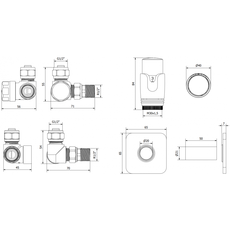 Mexen G00 termostatická súprava osová s krytkou S, antracit - W903-900-909-66