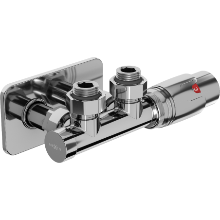 Mexen G00 termostatická rohová súprava s krytom S, Duplex, DN50, chróm - W907-900-910-01