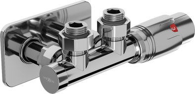 Mexen G00 termostatická súprava rohová so zakrytím S, Duplex, DN50, chróm - W907-900-910-01