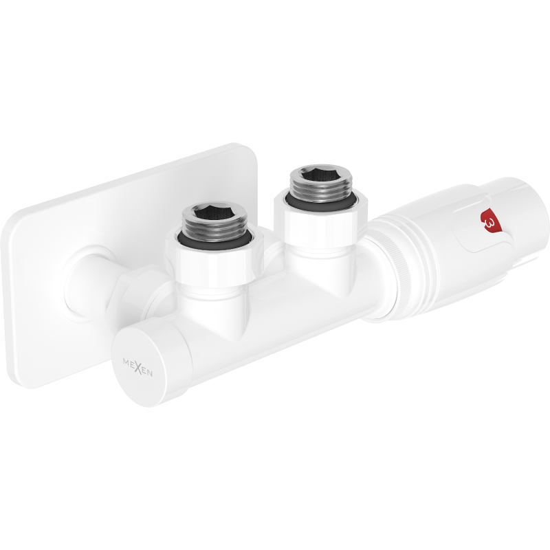 Mexen G00 termostatická uhlová súprava s krytom S, Duplex, DN50, biela - W907-900-910-20