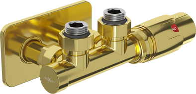 Mexen G00 termostatická sada s uhlovou krytkou S, Duplex, DN50, zlatá - W907-900-910-50