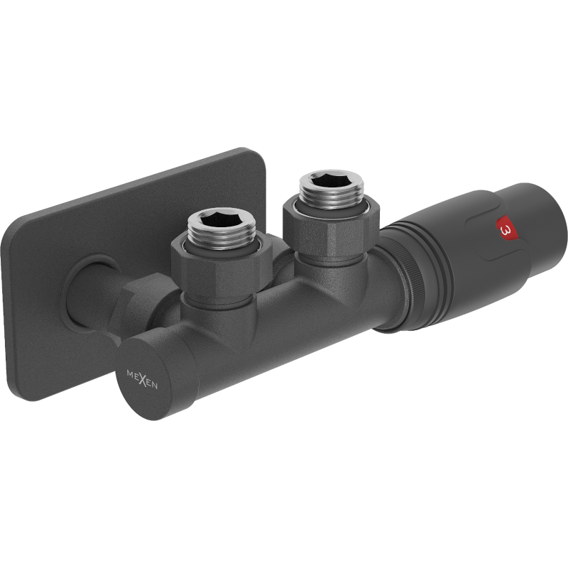 Mexen G00 termostatický rohový set s krytom S, Duplex, DN50, antracit - W907-900-910-66