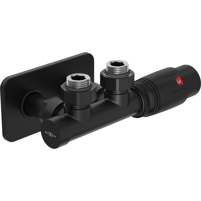 Mexen G00 termostatická súprava rohová s krytom S, Duplex, DN50, čierna - W907-900-910-70