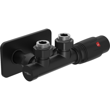 Mexen G00 termostatický rohový set s krytem S, Duplex, DN50, černý - W907-900-910-70