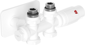 Mexen G00 termostatická sada rohová/priamo s maskovacou krytkou S, Duplex, DN50, biela - W908-900-910-20