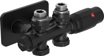 Mexen G00 termostatická súprava rohová/priamo s krytom S, Duplex, DN50, čierna - W908-900-910-70