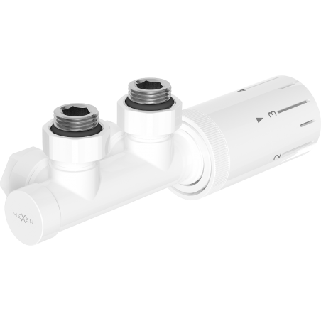 Mexen G05 termostatická zostava rohová, Duplex, DN50, biela - W907-958-20
