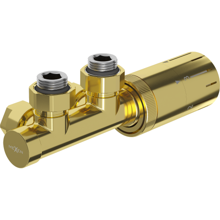 Mexen G05 termostatická súprava rohová, Duplex, DN50, zlatá - W907-958-50