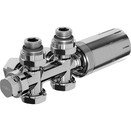 Mexen G05 termostatická sada uhlová/priamočiara, Duplex, DN50, chróm - W908-958-01