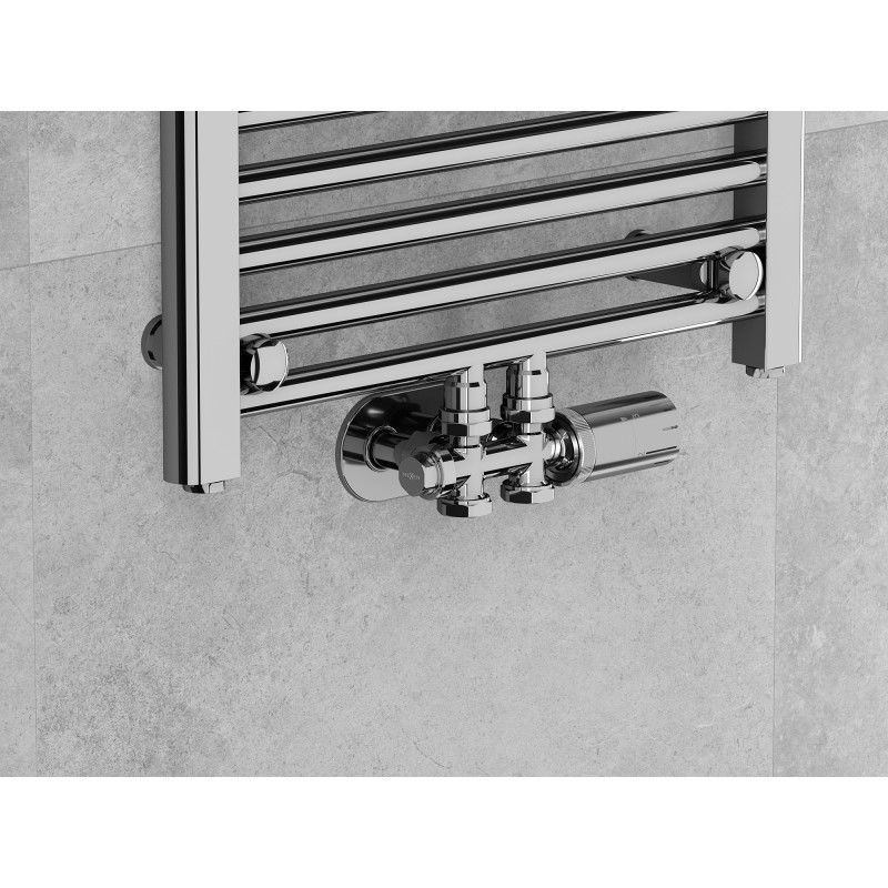 Mexen G05 termostatická sada uhlová/priamočiara, Duplex, DN50, chróm - W908-958-01