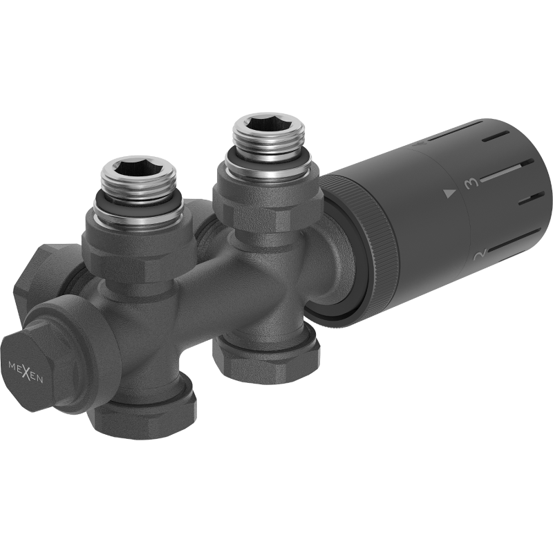 Mexen G05 termostatická sada rohová/rovná, Duplex, DN50, antracit - W908-958-66