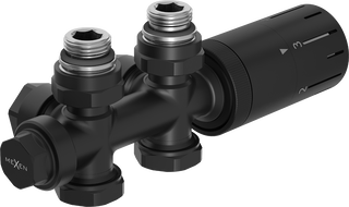 Mexen G05 termostatická zostava uhlová/priama, Duplex, DN50, čierna - W908-958-70