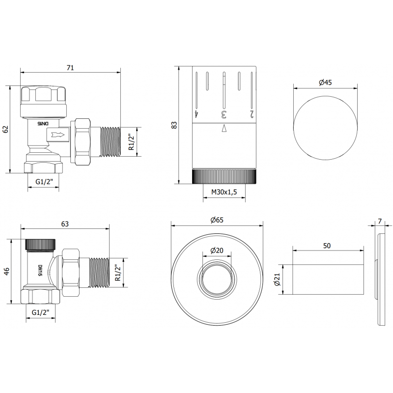 Mexen G05 termostatická súprava rohová s krytkou R, chróm - W901-958-904-01