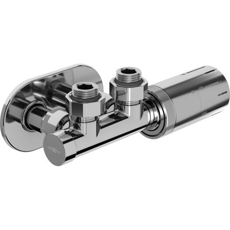 Mexen G05 termostatická sada rohová s krytkou R, Duplex, DN50, chróm - W907-958-905-01