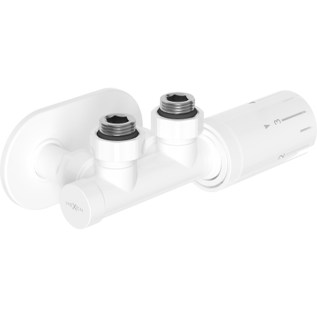 Mexen G05 termostatický rohový set s krytom R, Duplex, DN50, biely - W907-958-905-20