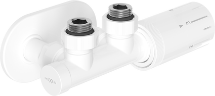 Mexen G05 termostatický rohový set s krytom R, Duplex, DN50, biely - W907-958-905-20