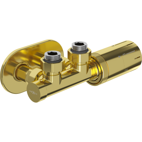 Mexen G05 termostatická rohová sada s krytom R, Duplex, DN50, zlatá - W907-958-905-50