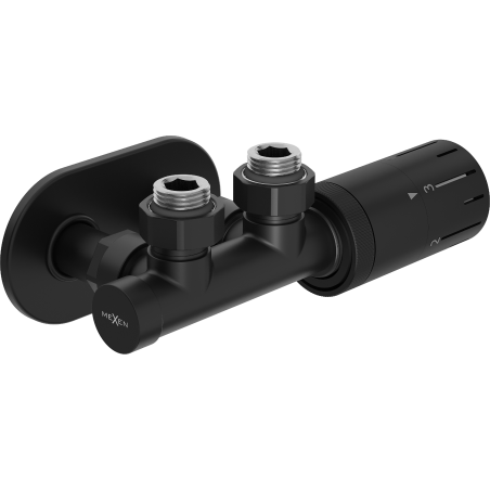 Mexen G05 termostatická súprava rohová s krytom R, Duplex, DN50, čierna - W907-958-905-70