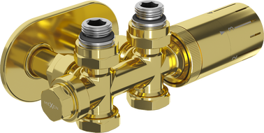 Mexen G05 termostatický set rohový/priamy s krytom R, Duplex, DN50, zlatý - W908-958-905-50