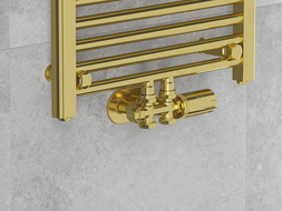 Mexen G05 termostatický set rohový/priamy s krytom R, Duplex, DN50, zlatý - W908-958-905-50