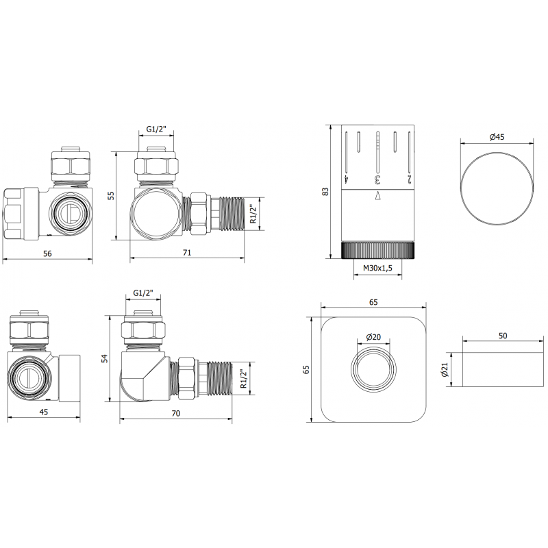 Mexen G05 osová termostatická súprava s krytom S, chróm - W903-958-909-01