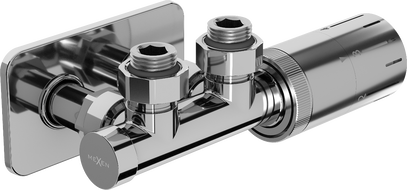 Mexen G05 termostatická súprava rohová s krytkou S, Duplex, DN50, chróm - W907-958-910-01