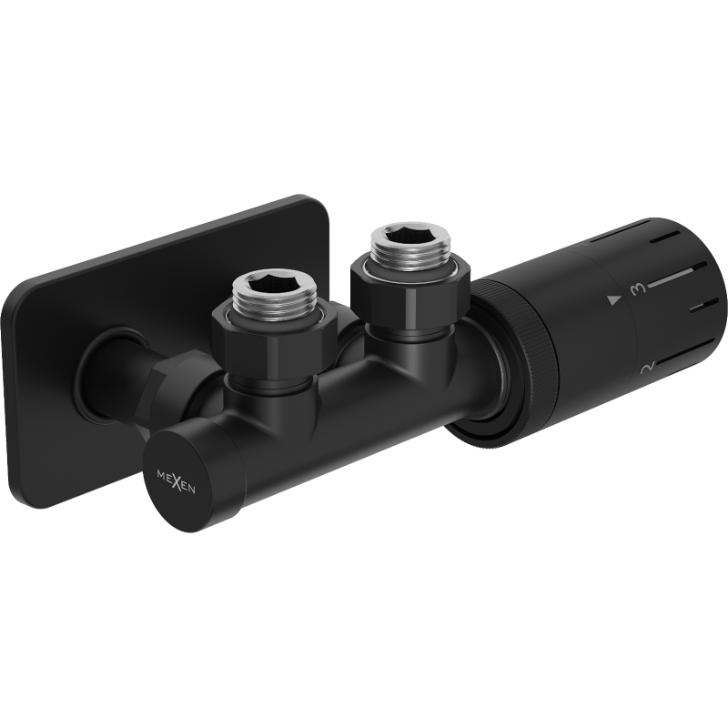 Mexen G05 termostatická súprava, uhlová s krytom S, Duplex, DN50, čierna - W907-958-910-70