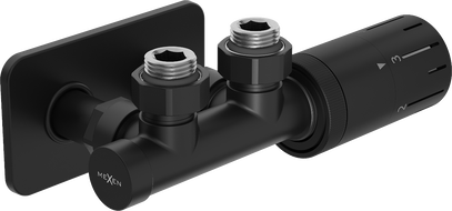 Mexen G05 termostatická súprava, uhlová s krytom S, Duplex, DN50, čierna - W907-958-910-70