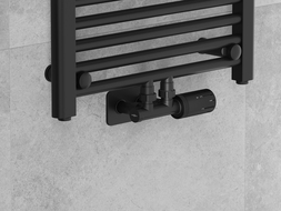 Mexen G05 termostatická súprava, uhlová s krytom S, Duplex, DN50, čierna - W907-958-910-70