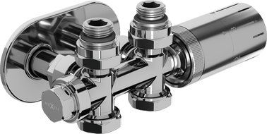 Mexen G05 termostatická sada rohová/priamo s krytkou S, Duplex, DN50, chróm - W908-958-910-01