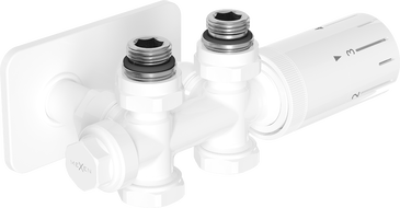 Mexen G05 termostatická súprava uhlová/priamy s krytom S, Duplex, DN50, biela - W908-958-910-20