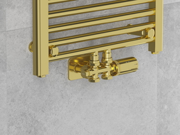 Mexen G05 termostatická sada rohová/priamá s krytom S, Duplex, DN50, zlatá - W908-958-910-50