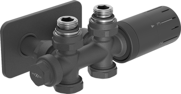 Mexen G05 termostatická sada uhlová/rovná s krytom S, Duplex, DN50, antracit - W908-958-910-66