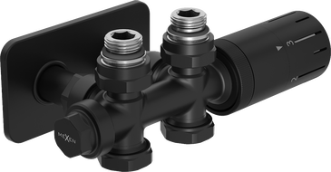 Mexen G05 termostatická sada kútová/priamy s krytkou S, Duplex, DN50, čierna - W908-958-910-70