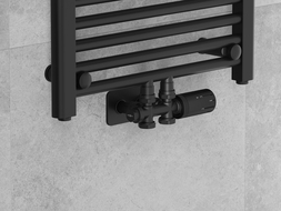 Mexen G05 termostatická sada kútová/priamy s krytkou S, Duplex, DN50, čierna - W908-958-910-70