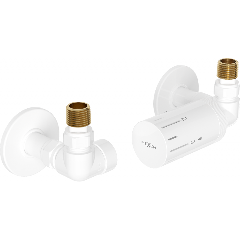 Mexen G05 sada termostatických ventilov osový s krytom R, biely - W903-958-904-20