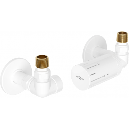 Mexen G05 sada termostatických ventilov osový s krytom R, biely - W903-958-904-20