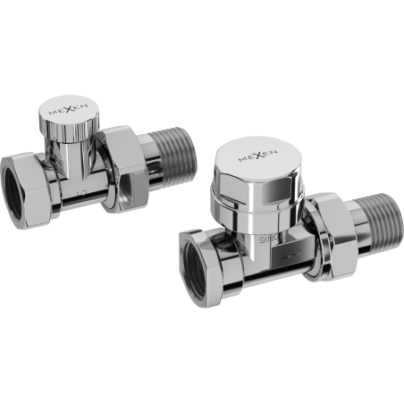 Mexen Uni-Term priame radiátorové ventily, chróm - W902-000-01