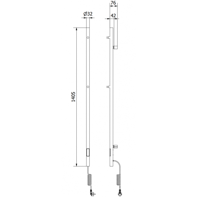 Mexen Pino elektrický radiátor s vešiakmi na uteráky 1405 x 32 mm, 75 W, biely - W301-1405-032-00-20