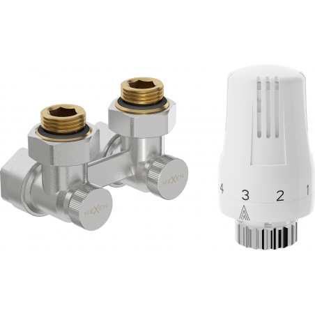 Mexen G01 termostatická súprava dvojrúrová DN50, rohová 1/2"x16 mm, nikel - W911-016-918-01
