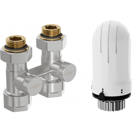 Mexen G03 termostatická súprava dvojrúrková DN50, rovná 1/2"x16 mm, nikel - W912-016-938-01