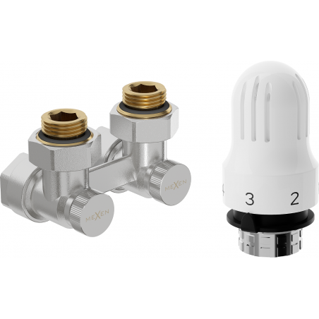 Mexen G04 termostatická dvojrúrová súprava DN50, rohová 1/2"x16 mm, nikel - W911-016-948-01