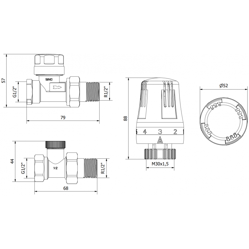 Mexen G01 sada termostatická priamo, nikel - W914-012-918-01