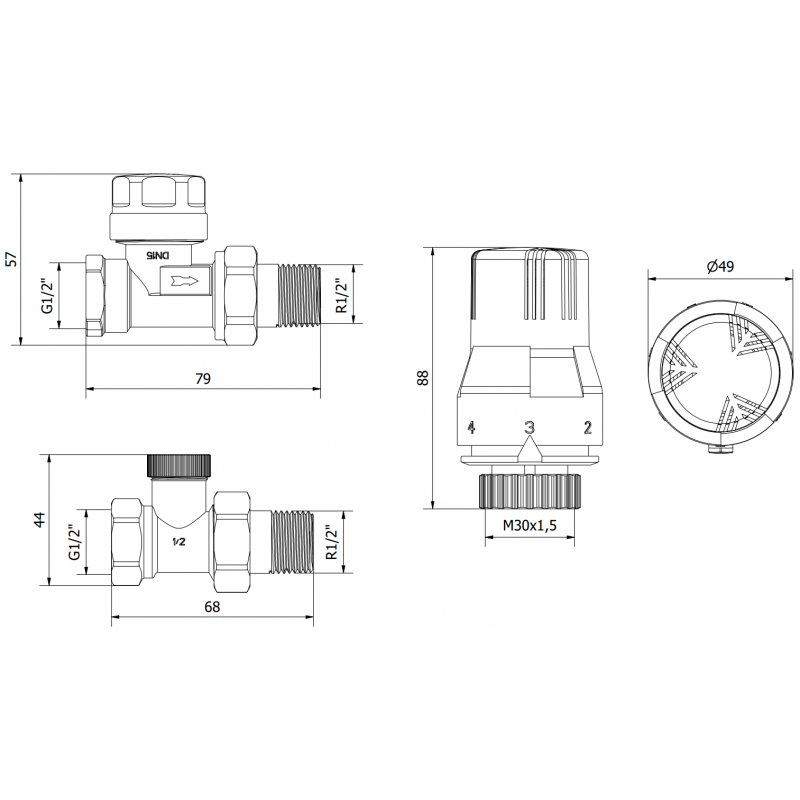 Mexen G02 termostatická súprava priama, nikel - W914-012-928-01