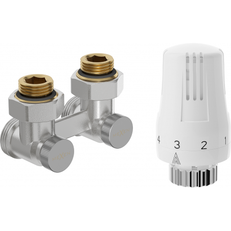 Mexen G01 termostatická sada s dvojitou trubicou DN50, uhlová 1/2"x3/4", nikel - W911-012-918-01