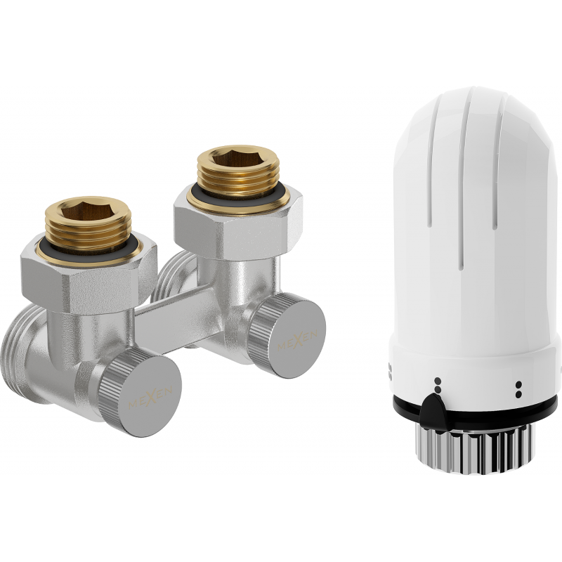 Mexen G03 dvojrúrková termostatická súprava DN50, rohová 1/2"x3/4", nikel - W911-012-938-01