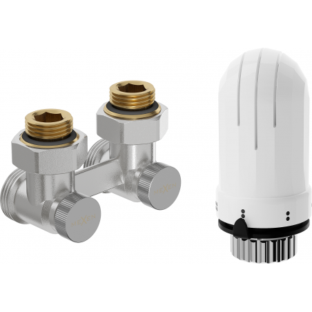 Mexen G03 dvojrúrková termostatická súprava DN50, rohová 1/2"x3/4", nikel - W911-012-938-01
