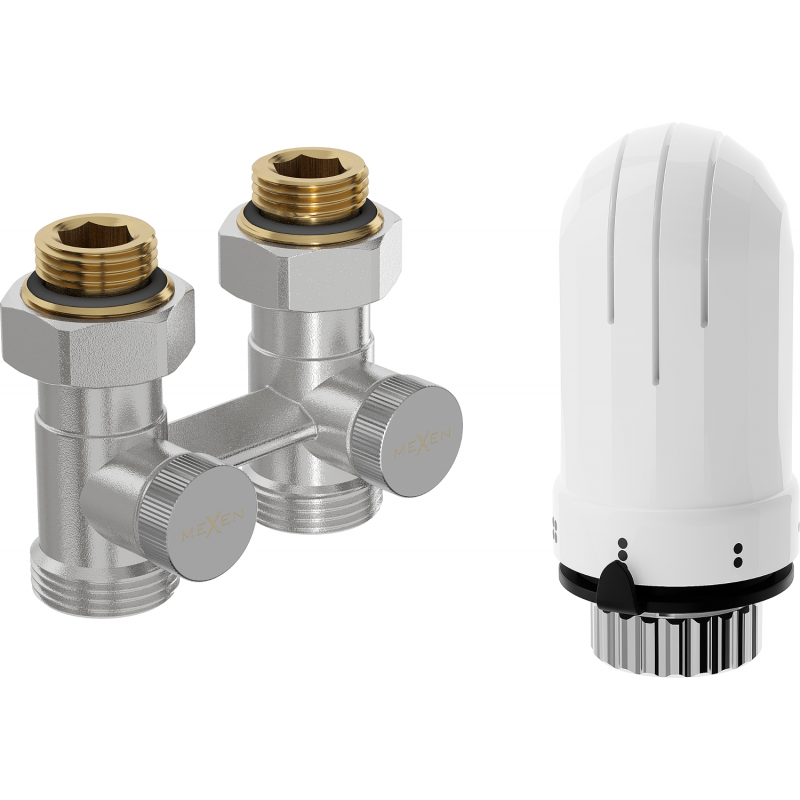 Mexen G03 dvojtrubková termostatická sada DN50, rovná 1/2"x3/4", nikel - W912-012-938-01
