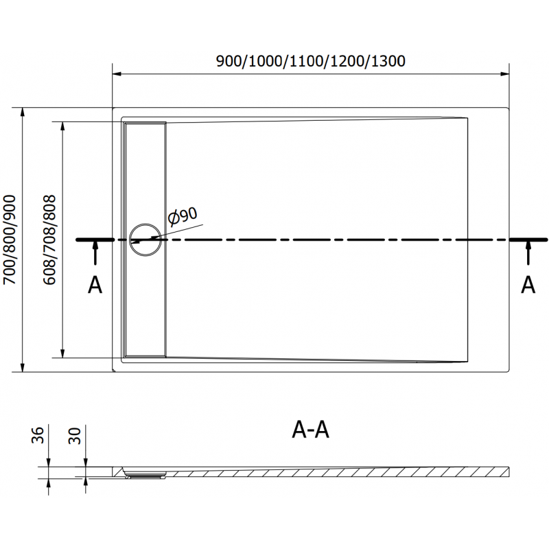 Mexen Amon obdĺžniková sprchová vanička SMC 130 x 90 cm, biela - 4F109013
